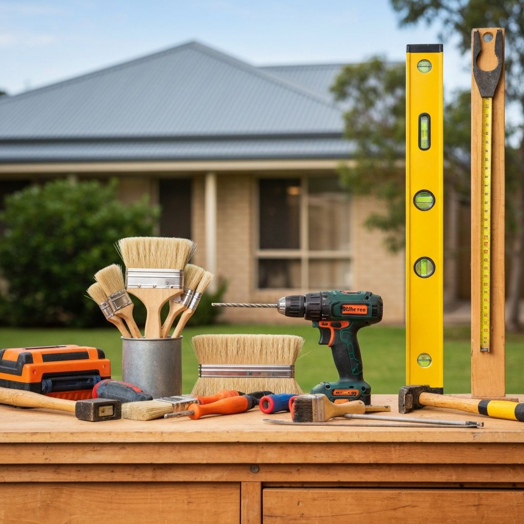 Property maintenance tools and equipment ready for professional work